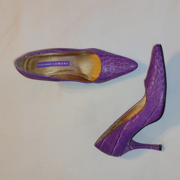 Suzanne Somers Shoes - Suzanne Somers Purple Faux Alligator Stiletto Heels